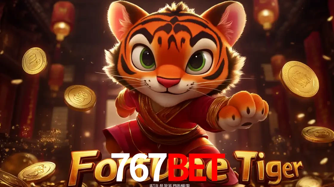 O carismático mascote do jogo de slot Fortune Tiger, um tigre fofo em pose de artes marciais, pronto para trazer sorte e multiplicadores de ganhos no cassino online 767bet.