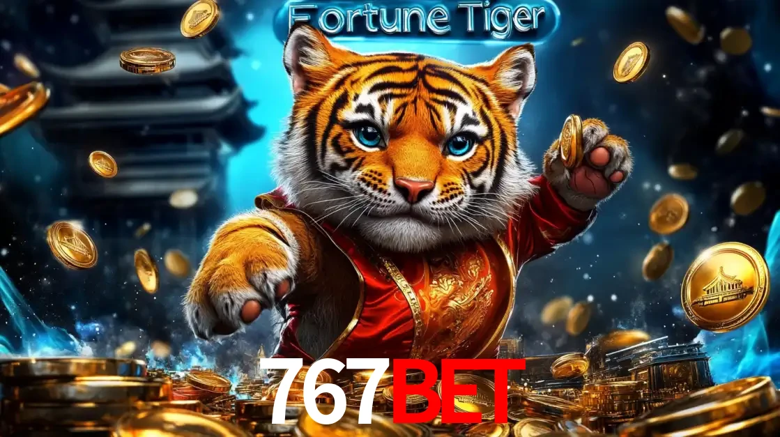Imagem promocional do jogo de slot Fortune Tiger, com um tigre majestoso em traje tradicional cercado por uma fortuna em moedas de ouro, disponível agora no cassino 767bet.
